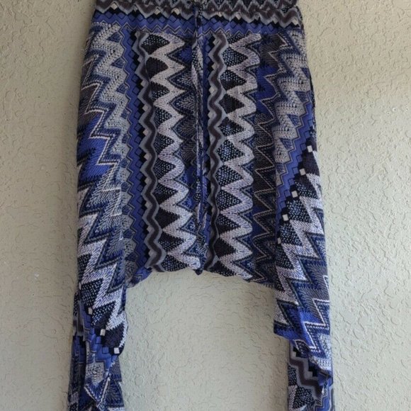Junior Buddha Pants Savannah Harem Drop Blue Zags - Picture 4 of 8